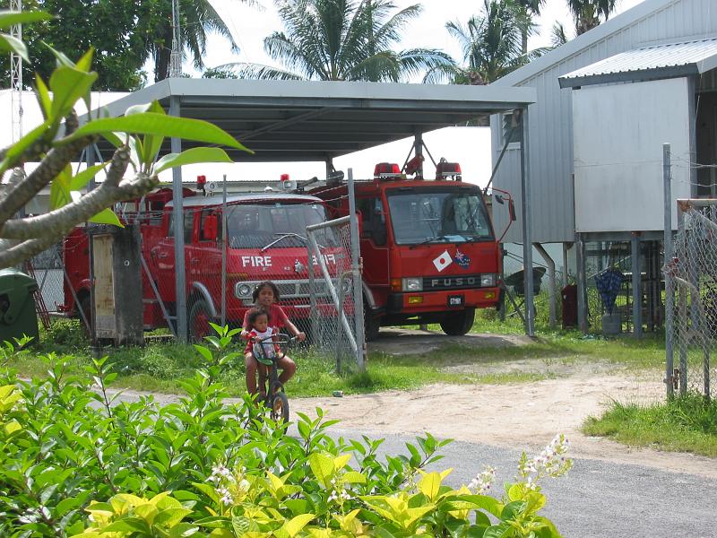 tuv31 Also Japan is an active close friend of Tuvaluans, in return for their support in the disputed practice of whaling. Here, a fire truck clearly shows its origin. Australia is another big donor (airport terminal and wharf among its contributions).